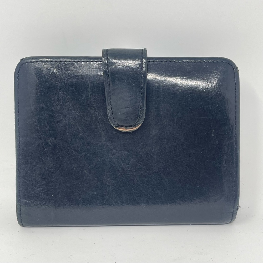 Coach Bifold Wallet Black Leather Women's 10 Slots & Kisslock Coin Area Vintage